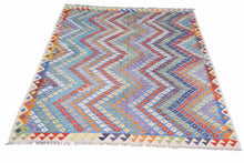 Load image into Gallery viewer, Kilim - Multi-color Zigzag Design- Area Kilim