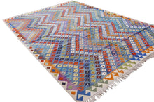 Load image into Gallery viewer, Kilim - Multi-color Zigzag Design- Area Kilim