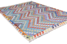 Load image into Gallery viewer, Kilim - Multi-color Zigzag Design- Area Kilim